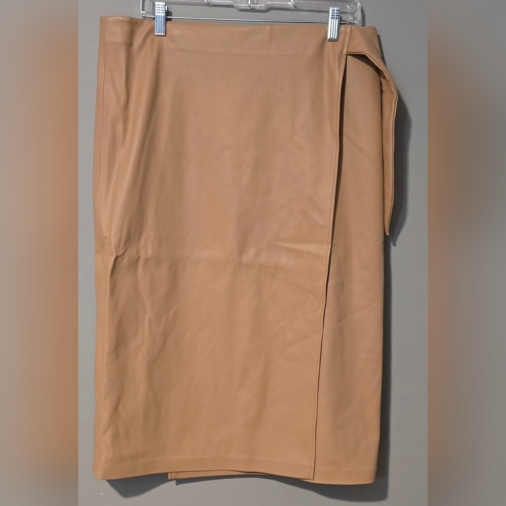 The Drop Women's Manon Vegan Leather Wrap-Front Midi Skirt #725 - Picture 3 of 8